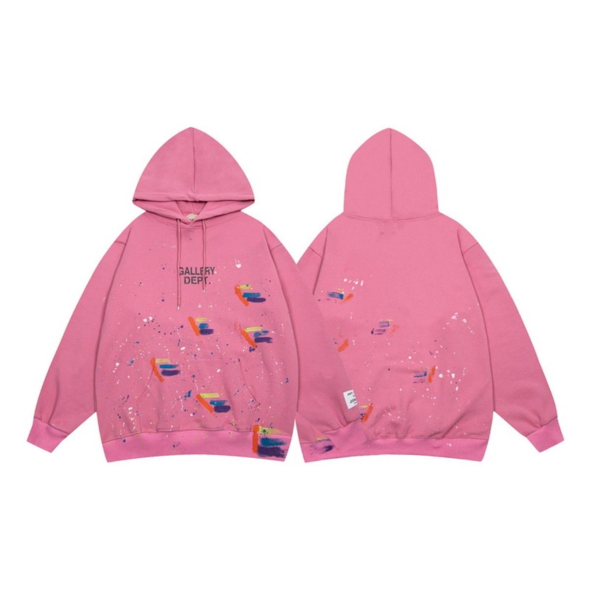 Gallery Dept hand-painted splatter graffiti hoodie shirt pink color