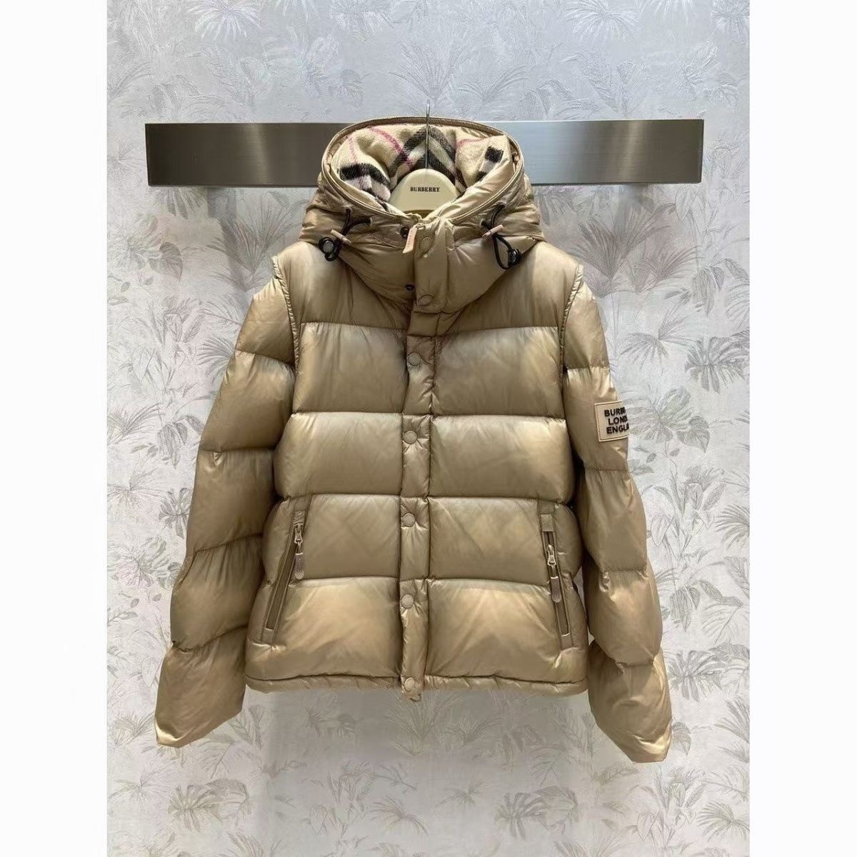 Burberry wool check plaid down jacket