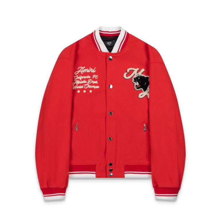 AMIRI American-style retro leopard-head towel embroidered baseball jacket