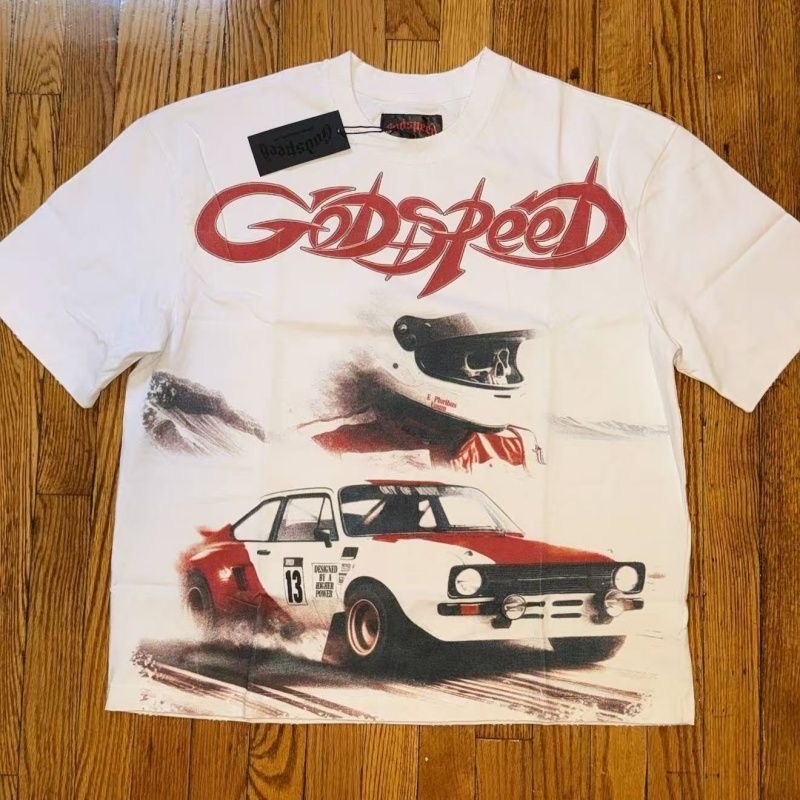 GODSPEED Rock Street Retro Graffiti Print Short Sleeve T-shirt