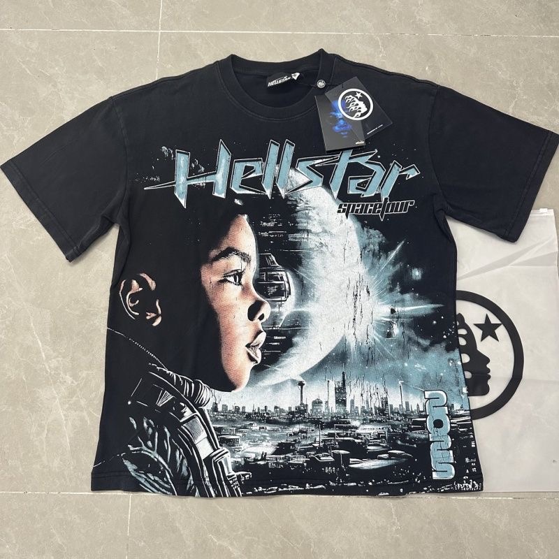Hellstar Rock Street Astronaut Side Face Planet Short Sleeve T-shirt