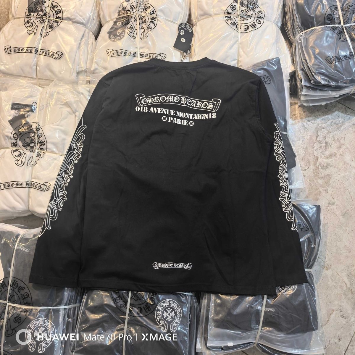 Chromehearts Large Logo Sanskrit Black Long-Sleeved T-Shirt