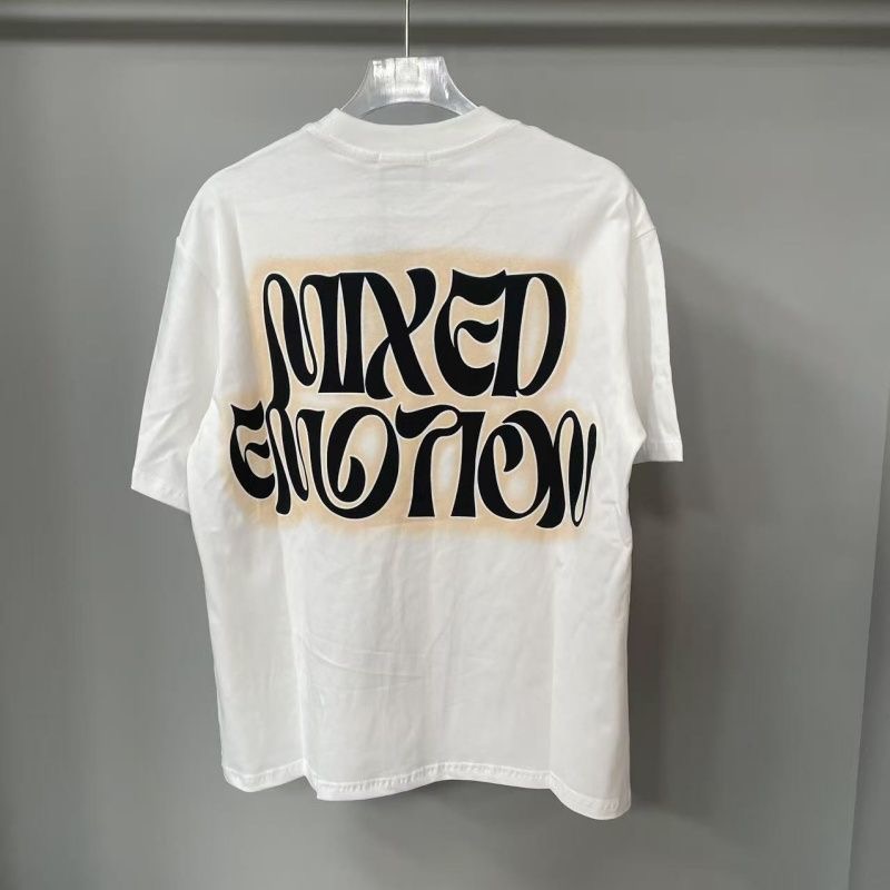 MIXED EMOTION American Street Style Little Angel Print Diamond Letter Short Sleeve T-shirt