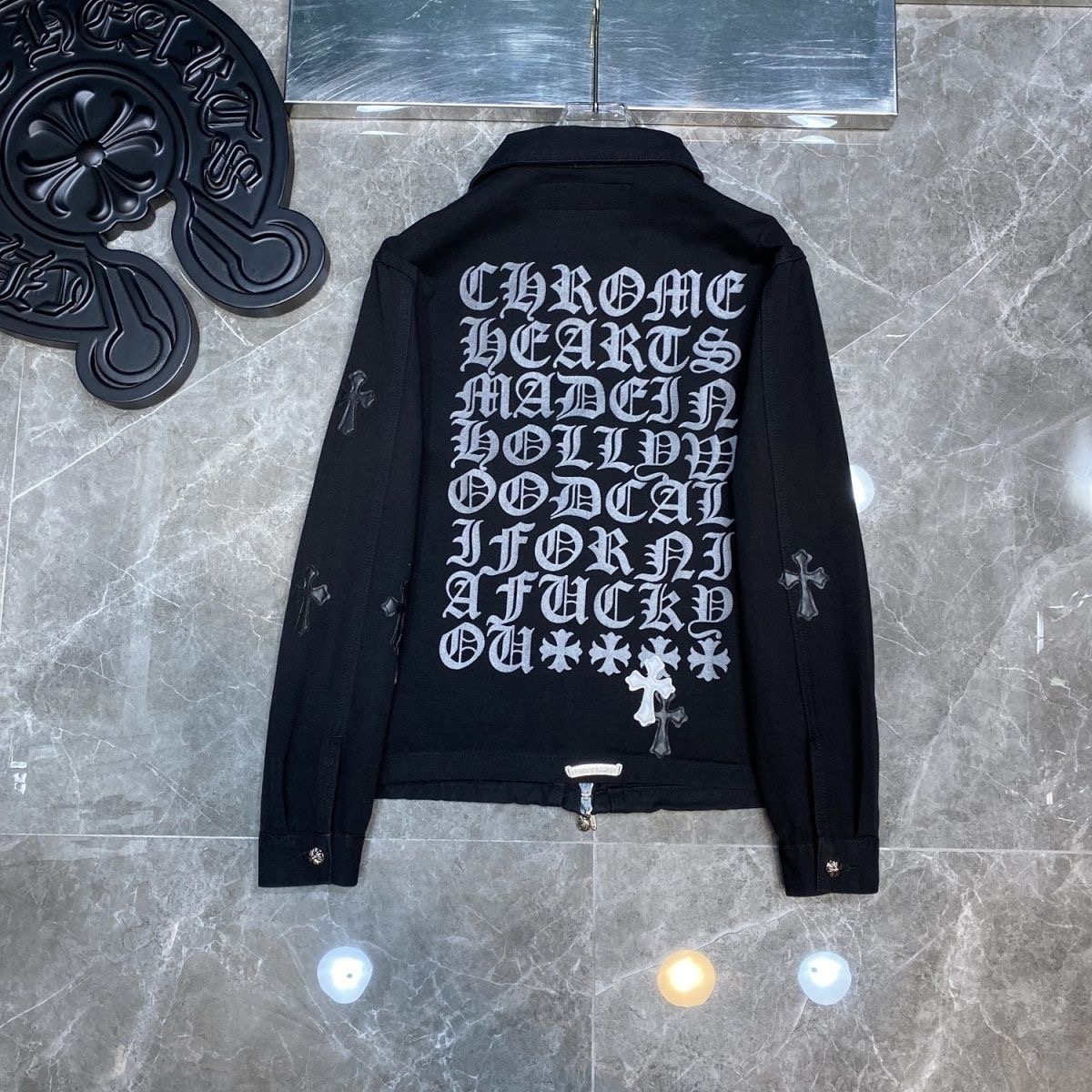 chromehearts dark pattern jacquard embroidered heavy cross long-sleeved coat
