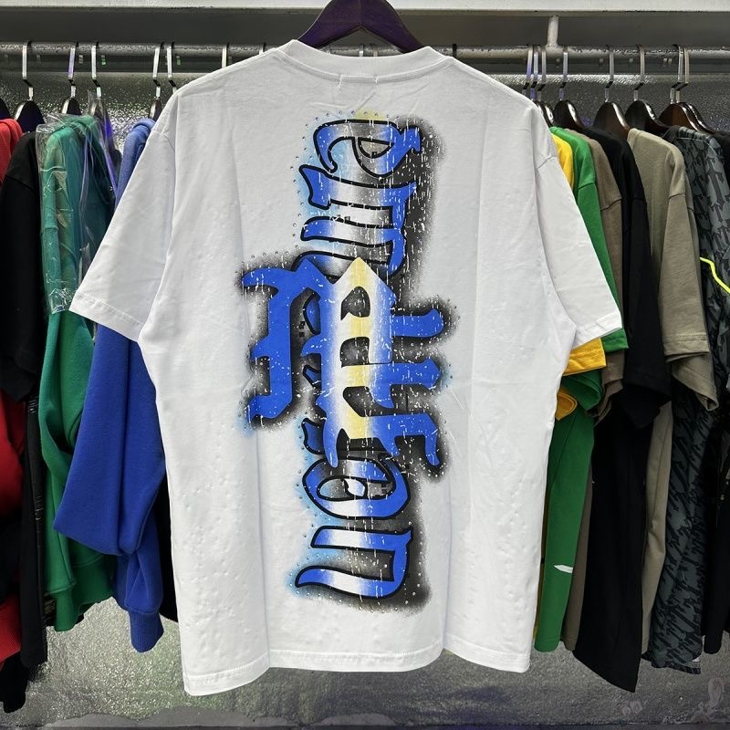 Mixed Emotion Rhinestone Letter Blinded Angel Print Round Neck Short Sleeve T-shirt