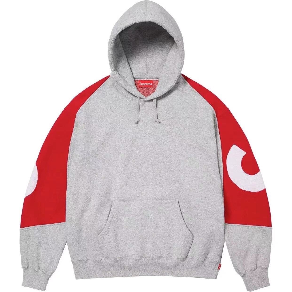 Supreme 23FW BIG LOGO HOODED Back-padded Knitted Large Letter Hooded Sweatshirt with Fur Collar