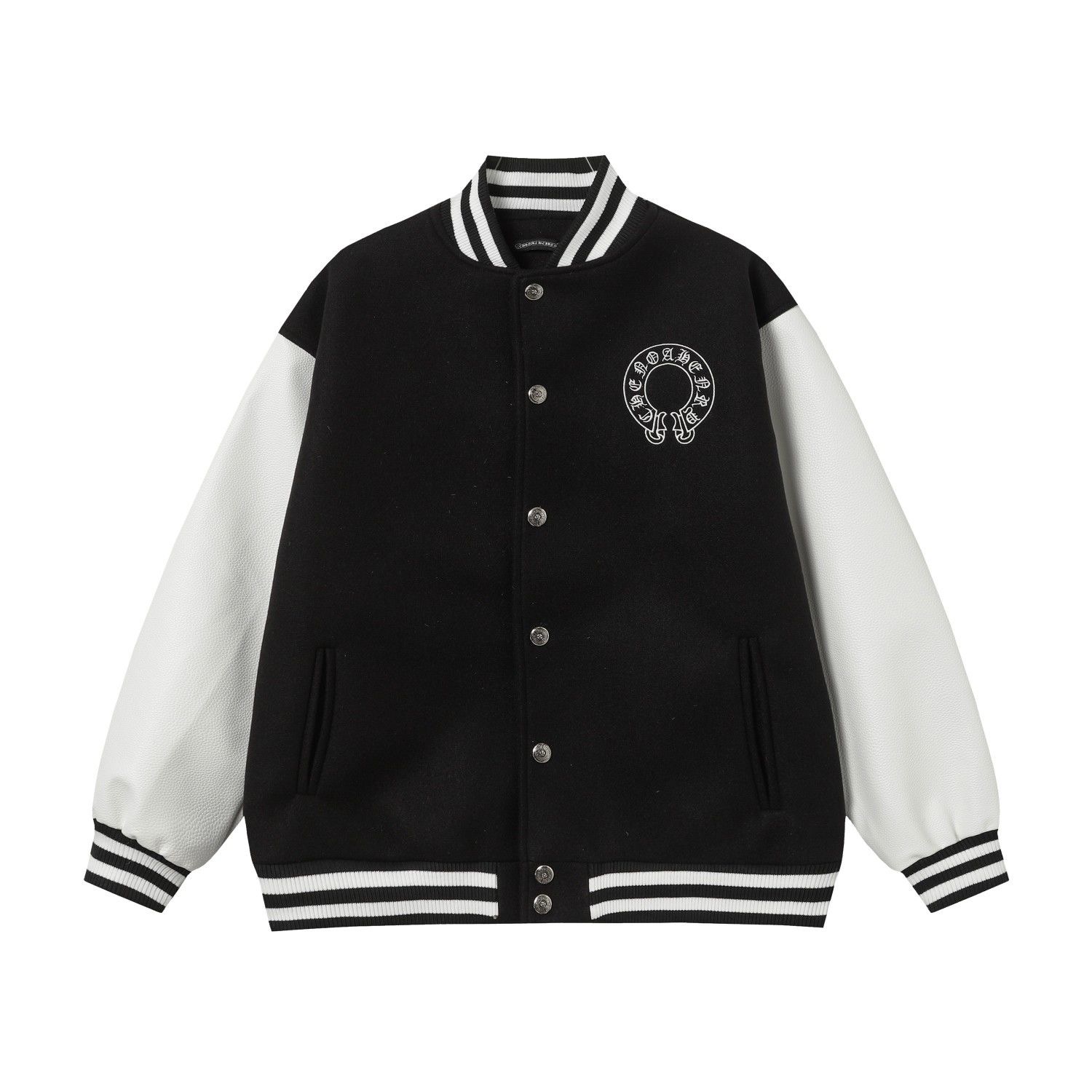 Chromeheart Embroidered Jacket Casual Same Style Baseball Jacket Splicing Jacket M, L, XL, 2XL