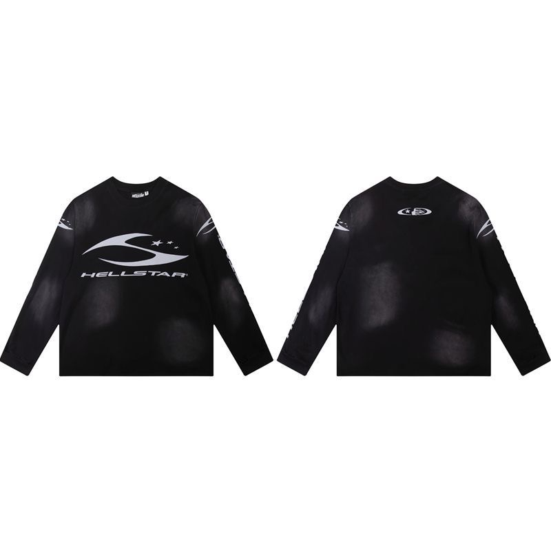 Light Luxury Hellstar Basic Logo Printed Laundry Trade Trendy Long Sleeve T-shirt