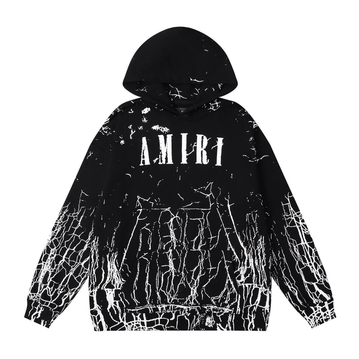 Cross border Amiri crack classic letter print 260g loose hooded sweatshirt jacket for men