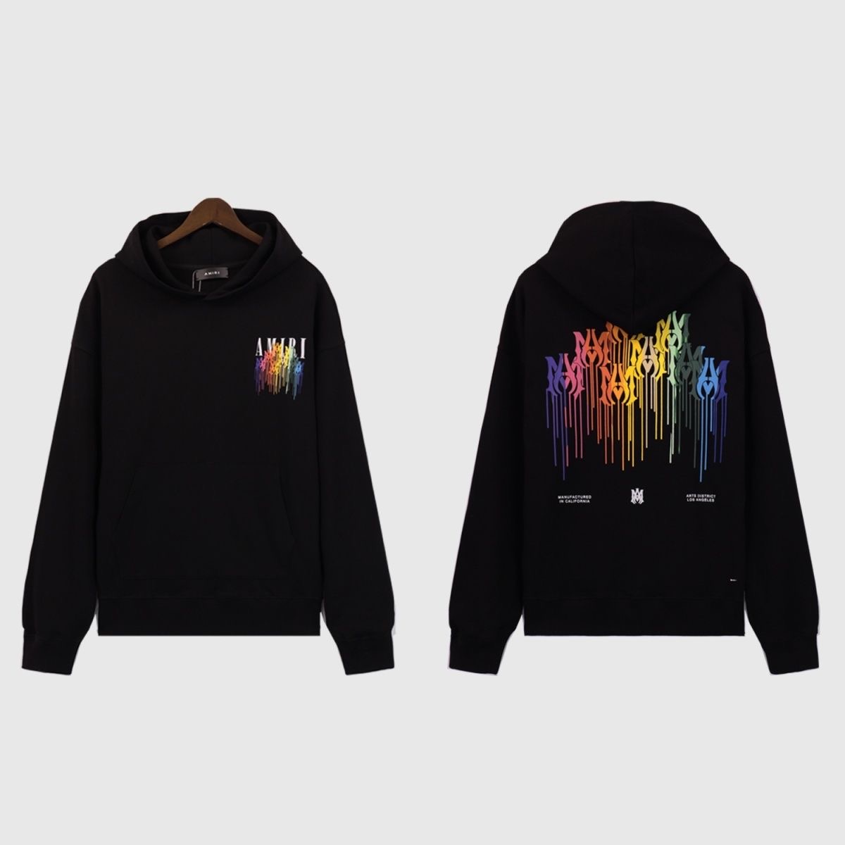Amiri Rainbow Dripping Logo Printed High Quality Hoodie Sweatshirt