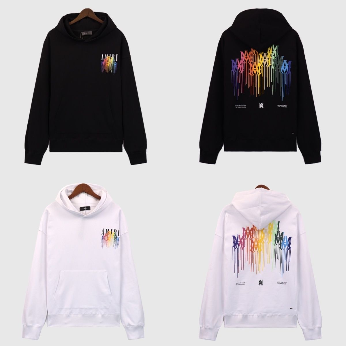 Amiri Rainbow Dripping Logo Printed High Quality Hoodie Sweatshirt