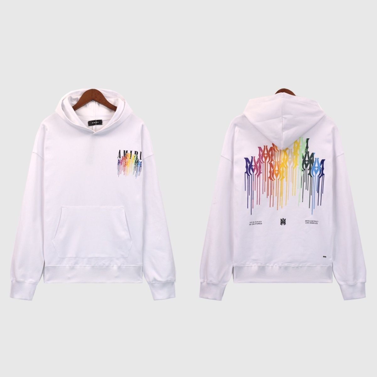 Amiri Rainbow Dripping Logo Printed High Quality Hoodie Sweatshirt