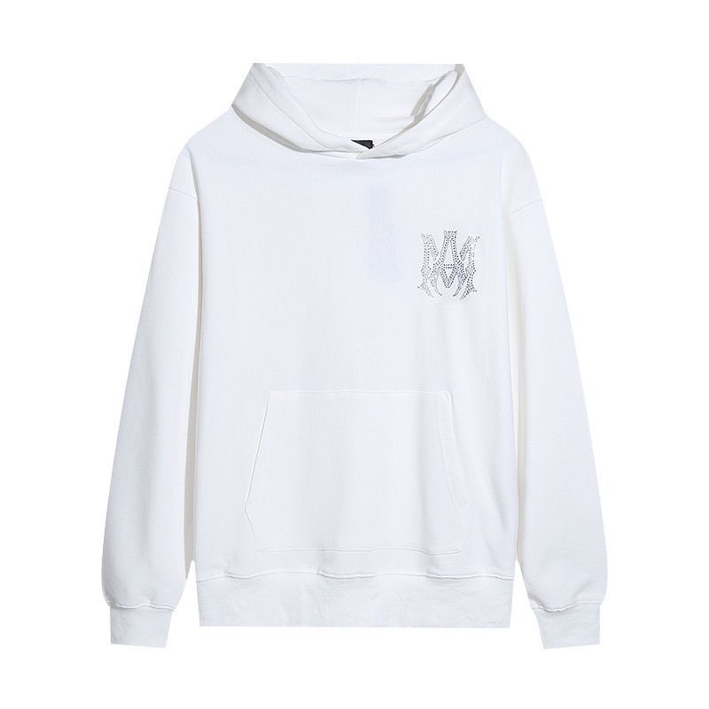 Amiri Hot Diamond Letter Logo Solid Color Hoodie Couple Versatile Sweatshirt