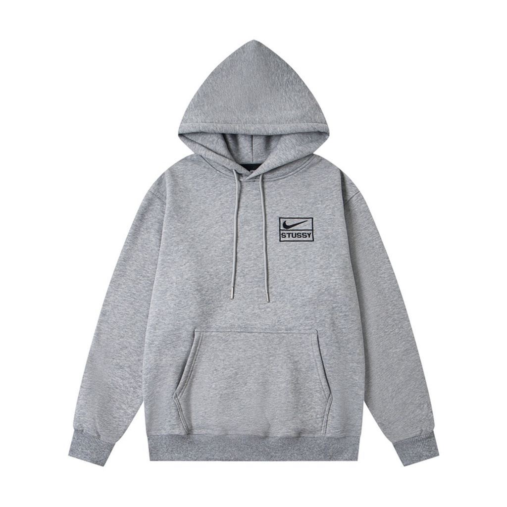 Original foreign trade order STU co branded logo embroidered pearl fleece hooded sweatshirt popular item