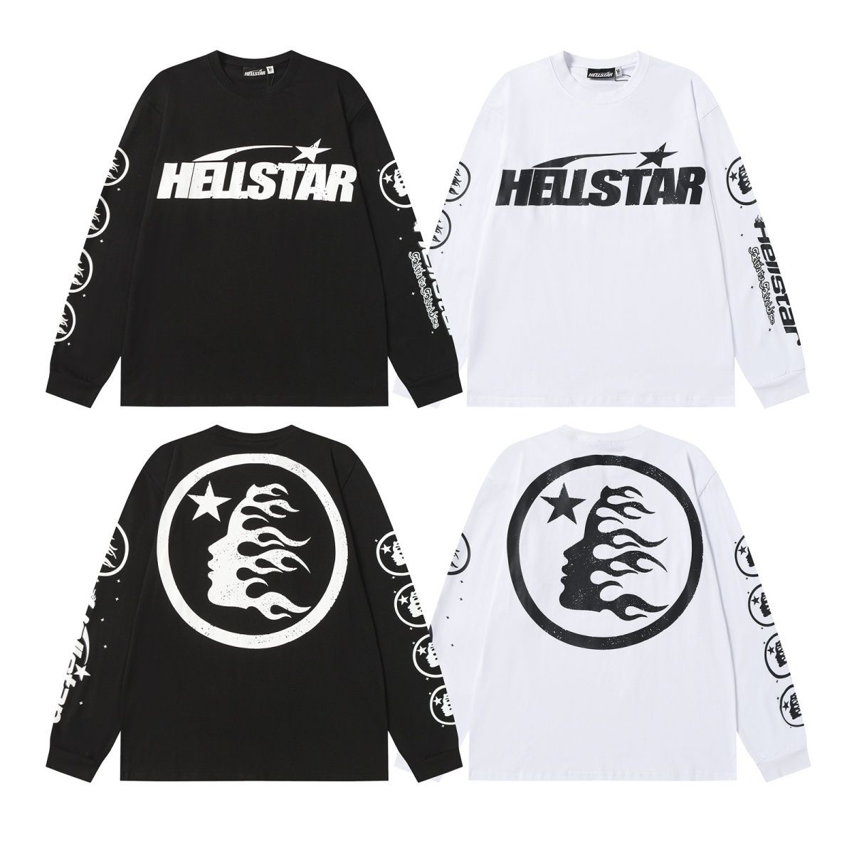 Hellstar round neck long sleeved T-shirt for men's spring and autumn base