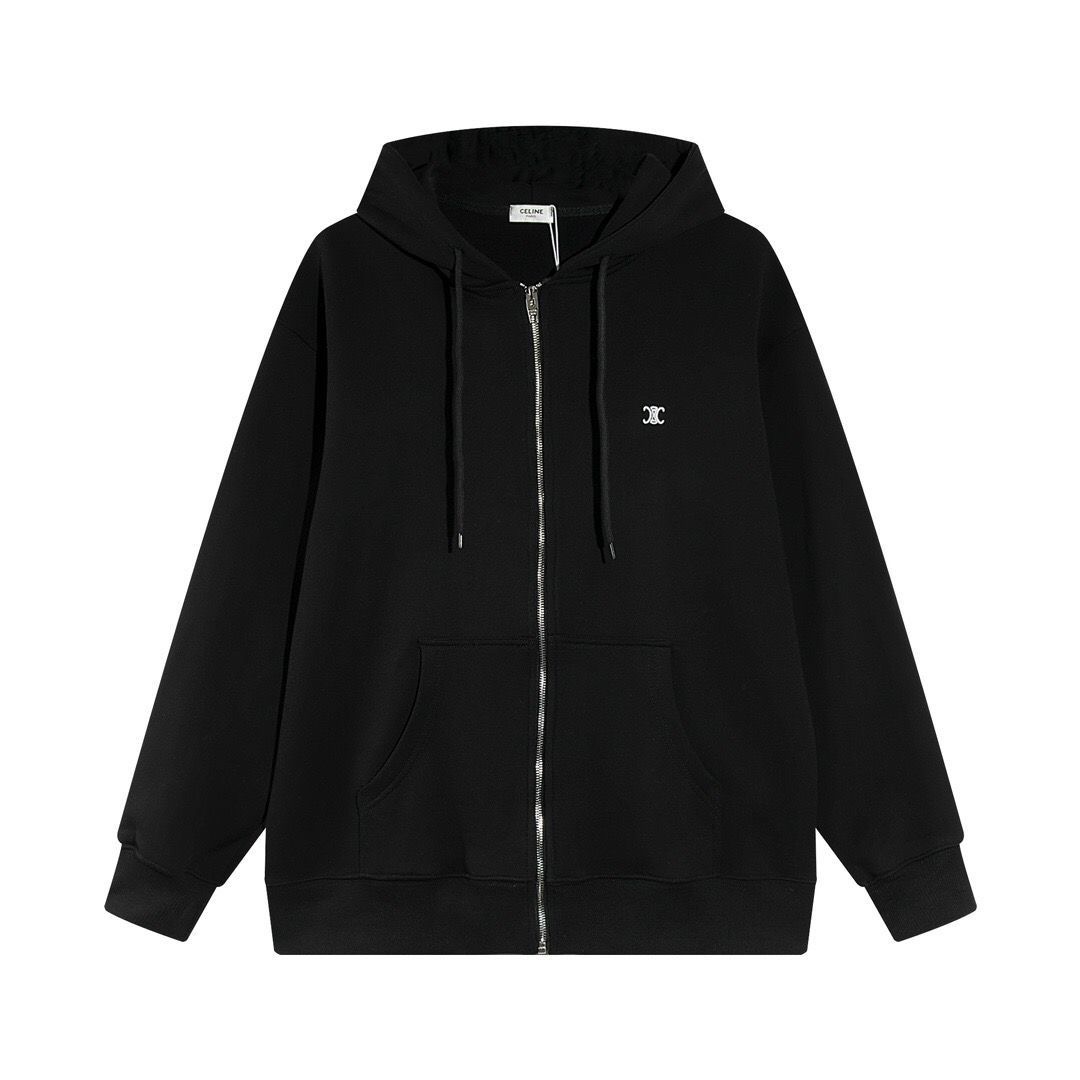 Celine Zipper Hooded Cardigan Hoodie Jacket Top Luxury Korean Edition
