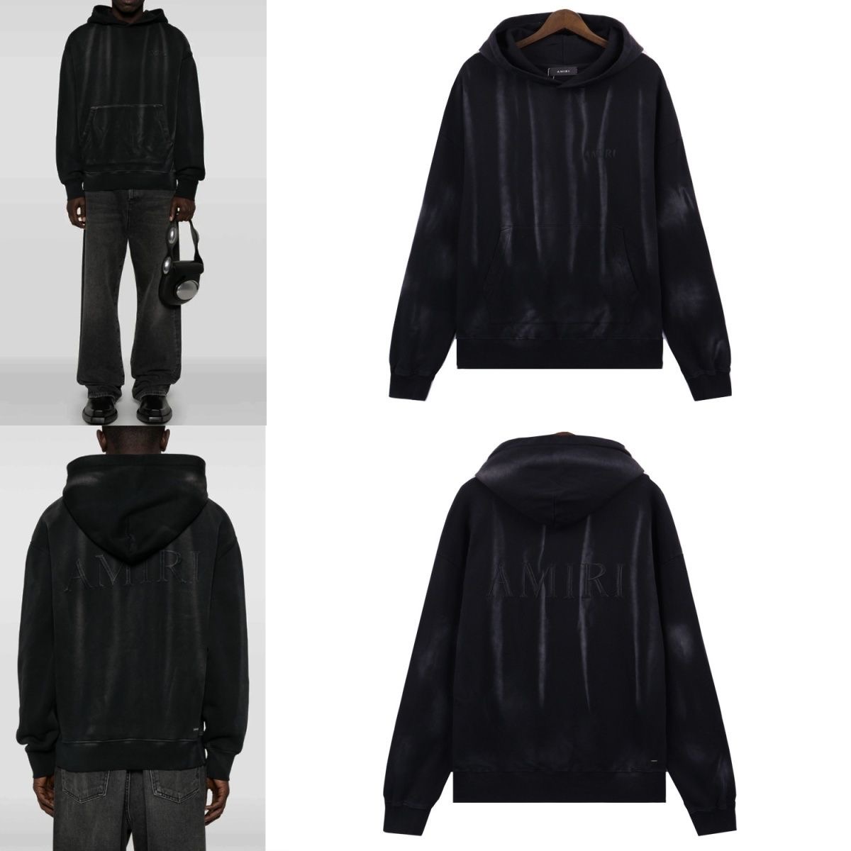 2025 New Amir1 Amiri Stripe Fading Wash Cement Printing High Quality Hoodie Sweatshirt