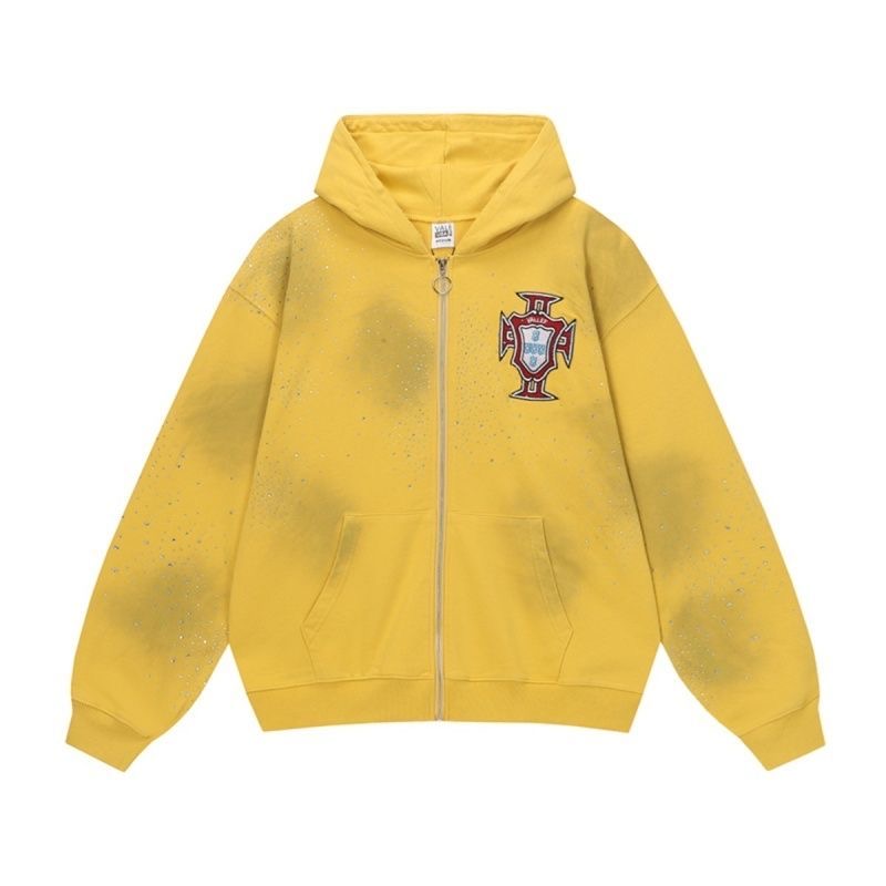 Vale Forever Embroidered Alphabet Hot Stamping, Washed Water, Used Hoodie, Zipper Jacket